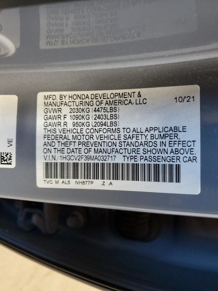 1HGCV2F39MA032717 2021 Honda Accord Sport