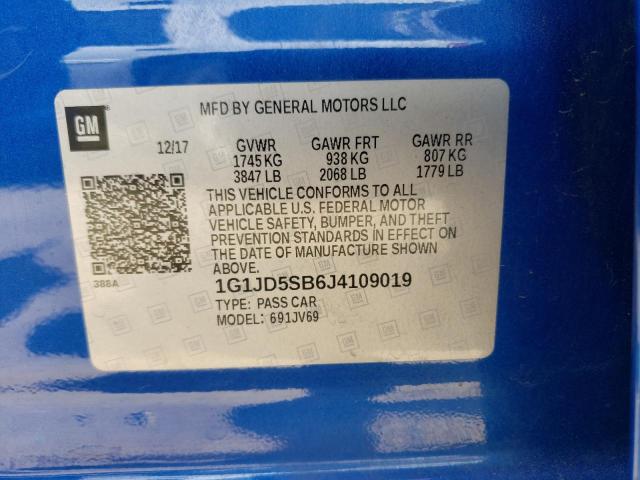 2018 CHEVROLET SONIC LT - 1G1JD5SB6J4109019