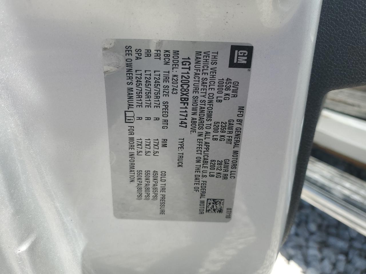 1GT120C8XBF117147 2011 GMC Sierra K2500 Sle