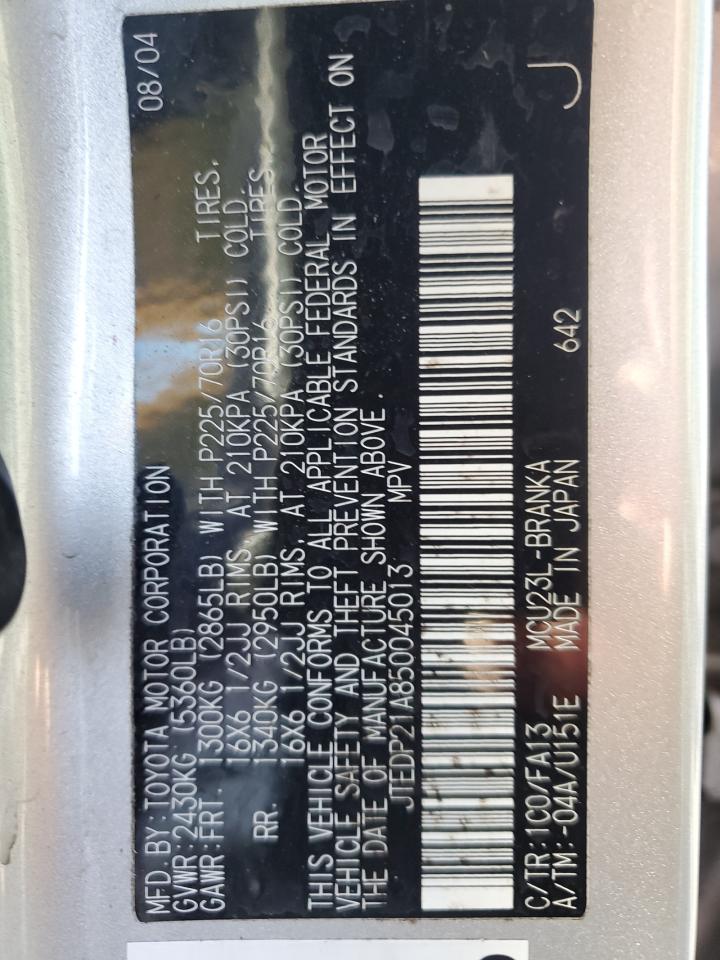 JTEDP21A850045013 2005 Toyota Highlander Limited