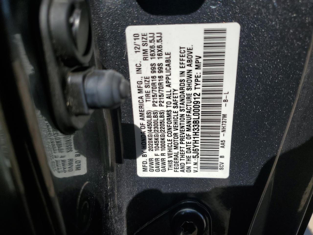 5J6YH1H33BL000912 2011 Honda Element Lx