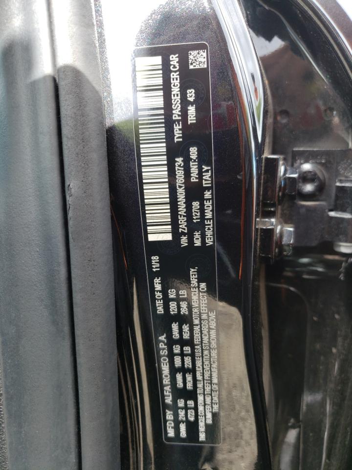 ZARFANAN0K7609734 2019 Alfa Romeo Giulia