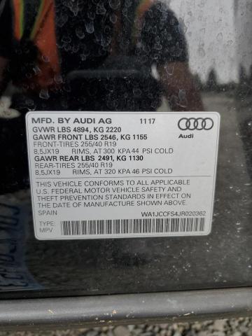 VIN WA1JCCFS4JR020362 2018 Audi Q3, Premium Plus no.13