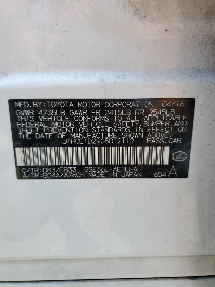 JTHCE1D29G5012112 2016 Lexus Is 350