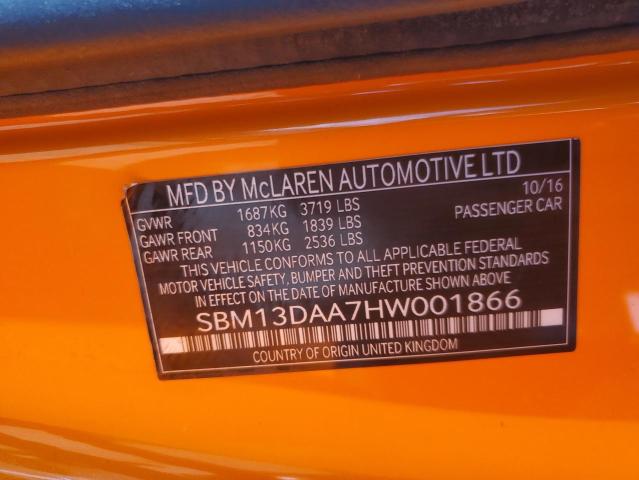 2017 MCLAREN AUTOMOTIVE 570S SBM13DAA7HW001866