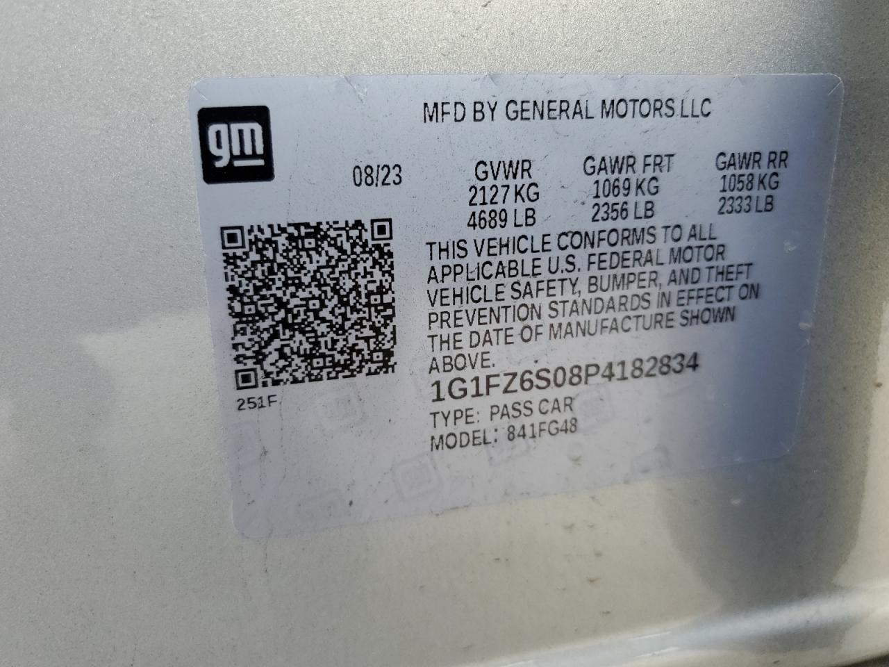 1G1FZ6S08P4182834 2023 Chevrolet Bolt Euv Premier