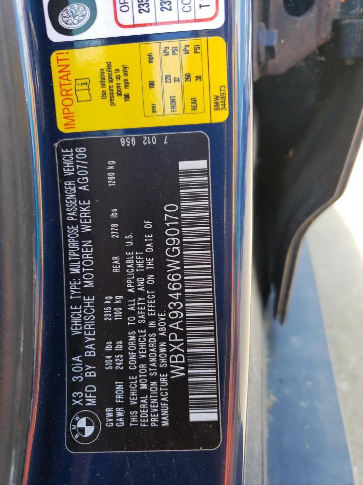 WBXPA93466WG90170 2006 BMW X3 3.0I