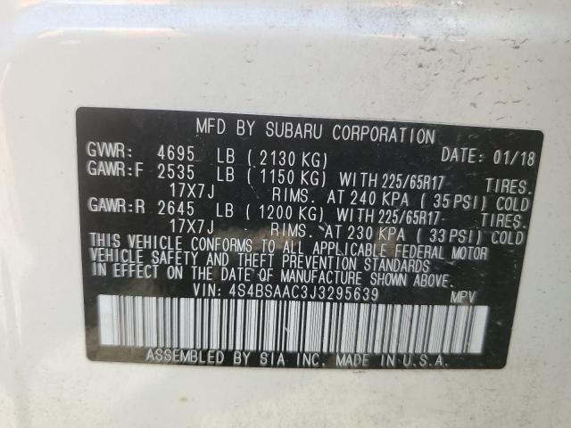 2018 Subaru Outback 2.5I VIN: 4S4BSAAC3J3295639 Lot: 60318394