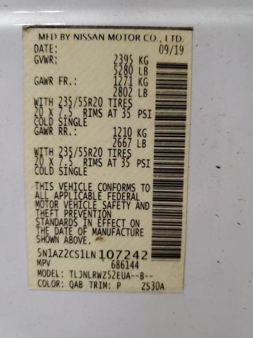 2020 Nissan Murano Sl VIN: 5N1AZ2CS1LN107242 Lot: 60752034