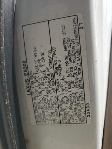 2000 Lexus Es 300 VIN: JT8BF28G0Y5097573 Lot: 59707884