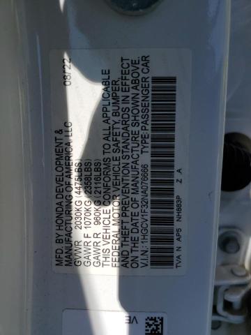 2022 Honda Accord Sport VIN: 1HGCV1F32NA076666 Lot: 59210364