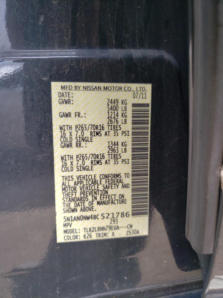 5N1AN0NW4BC521786 2011 Nissan Xterra Off Road