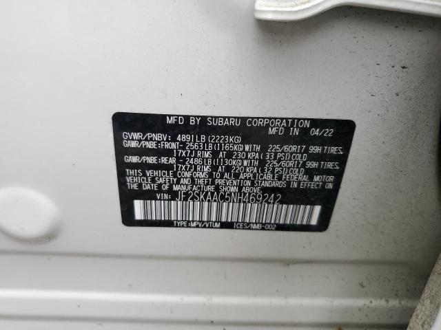2022 SUBARU FORESTER JF2SKAAC5NH469242