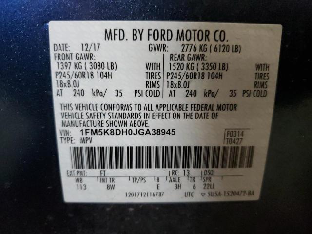 2018 FORD EXPLORER X - 1FM5K8DH0JGA38945
