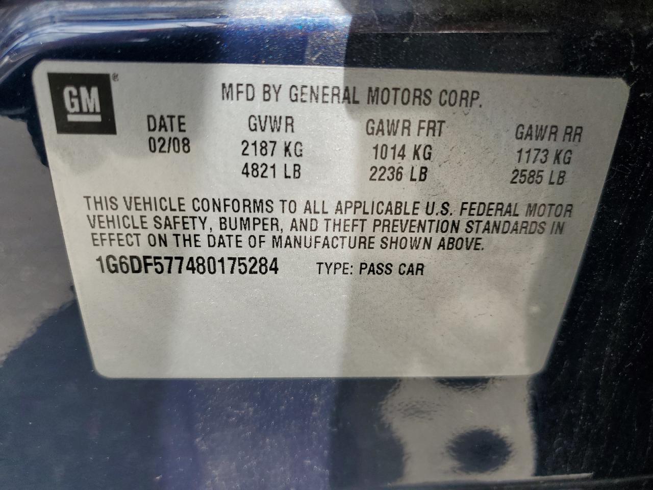 1G6DF577480175284 2008 Cadillac Cts