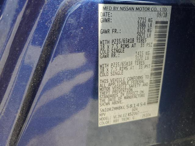 2019 Nissan Pathfinder S VIN: 5N1DR2MM8KC581454 Lot: 57494824