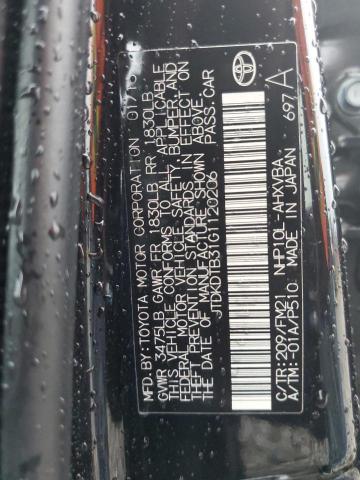 2016 Toyota Prius C VIN: JTDKDTB31G1120206 Lot: 60554934