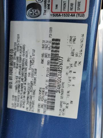 2010 Ford Fusion Sport VIN: 3FAHP0DCXAR276177 Lot: 59973574