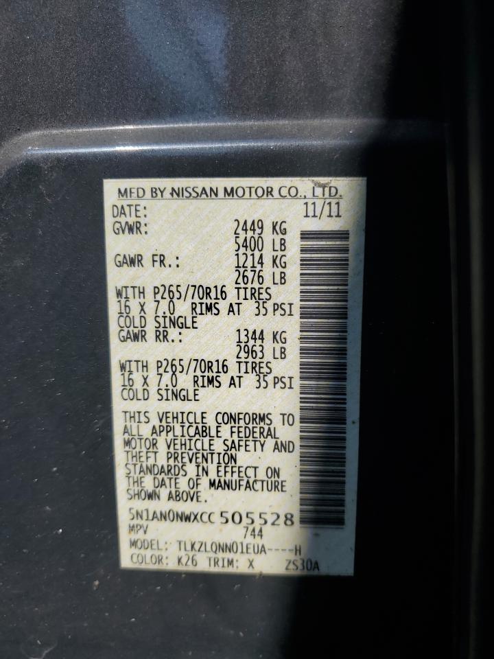 5N1AN0NWXCC505528 2012 Nissan Xterra Off Road