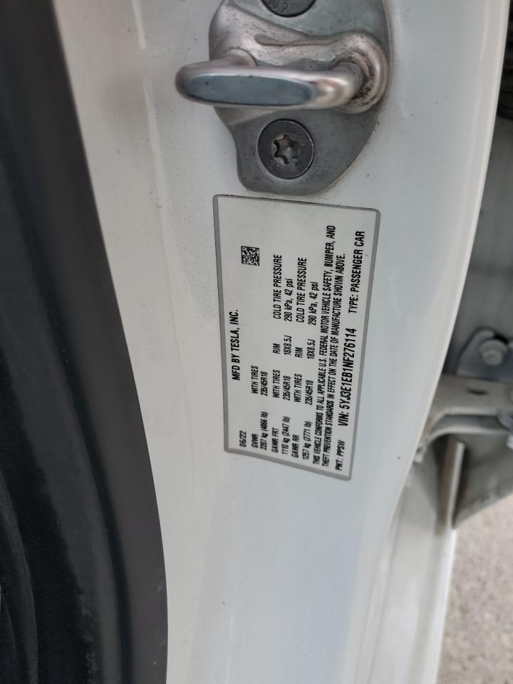 5YJ3E1EB1NF276114 2022 Tesla Model 3