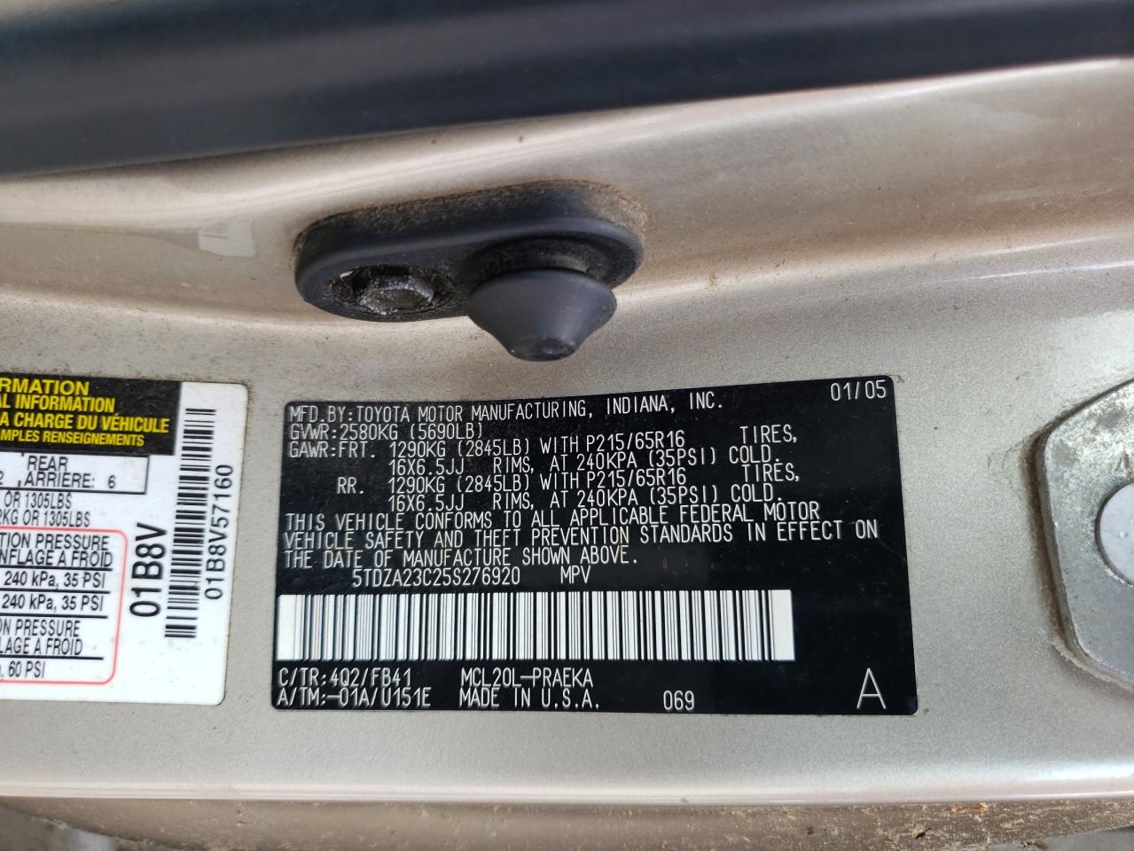 5TDZA23C25S276920 2005 Toyota Sienna Ce