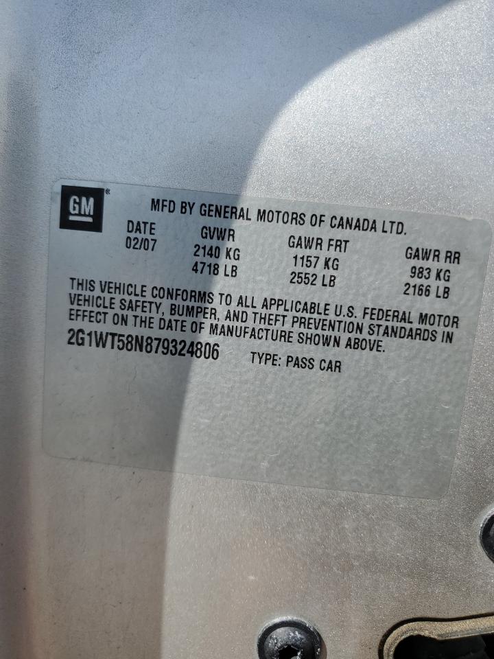 2G1WT58N879324806 2007 Chevrolet Impala Lt