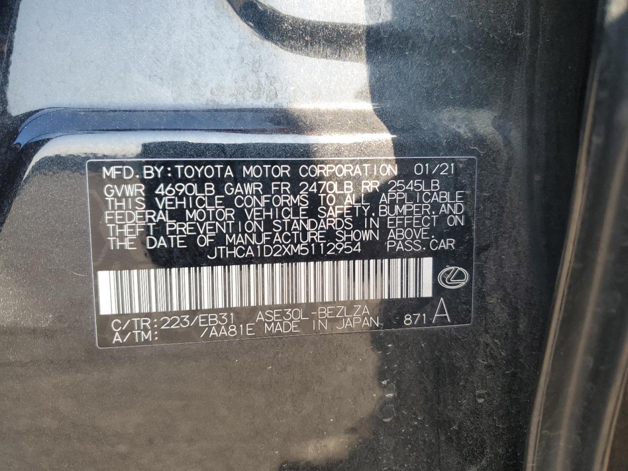 JTHCA1D2XM5112954 2021 Lexus Is 300