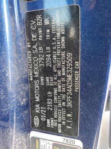 2021 Kia Forte Gt Line VIN: 3KPF34AD5ME329509 Lot: 60498894