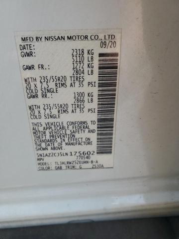 2020 Nissan Murano Sl VIN: 5N1AZ2CJ5LN175602 Lot: 56535514