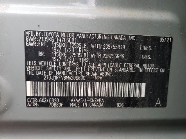 2021 Toyota Rav4 Adventure VIN: 2T3J1RFV8MW206600 Lot: 58414794