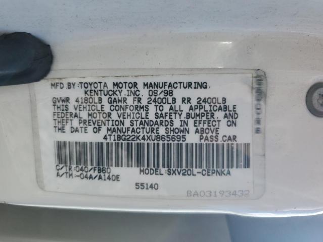 1999 Toyota Camry Ce VIN: 4T1BG22K4XU865695 Lot: 58522154