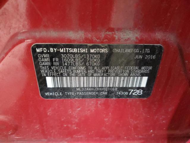 2017 Mitsubishi Mirage Se VIN: ML32A4HJ3HH011018 Lot: 57683854