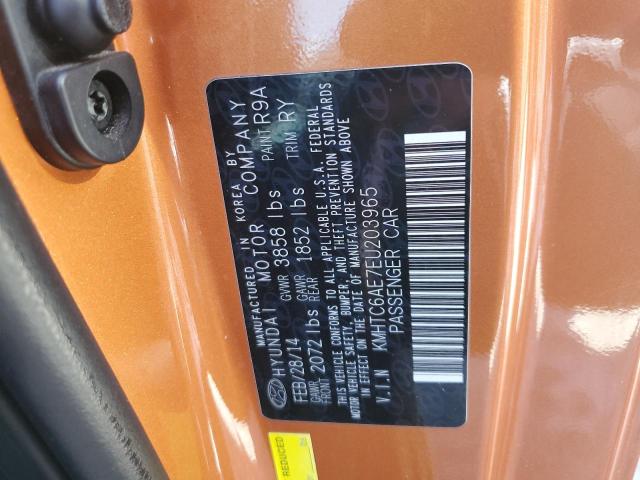 2014 Hyundai Veloster Turbo VIN: KMHTC6AE7EU203965 Lot: 61159244