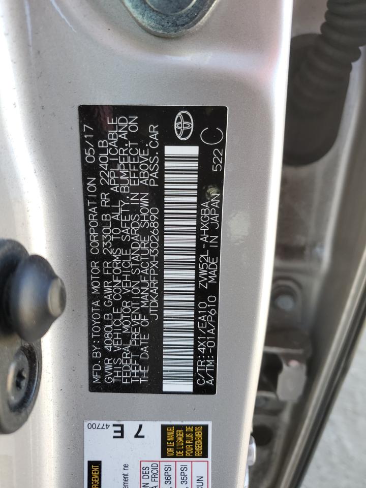 JTDKARFPXH3026890 2017 Toyota Prius Prime