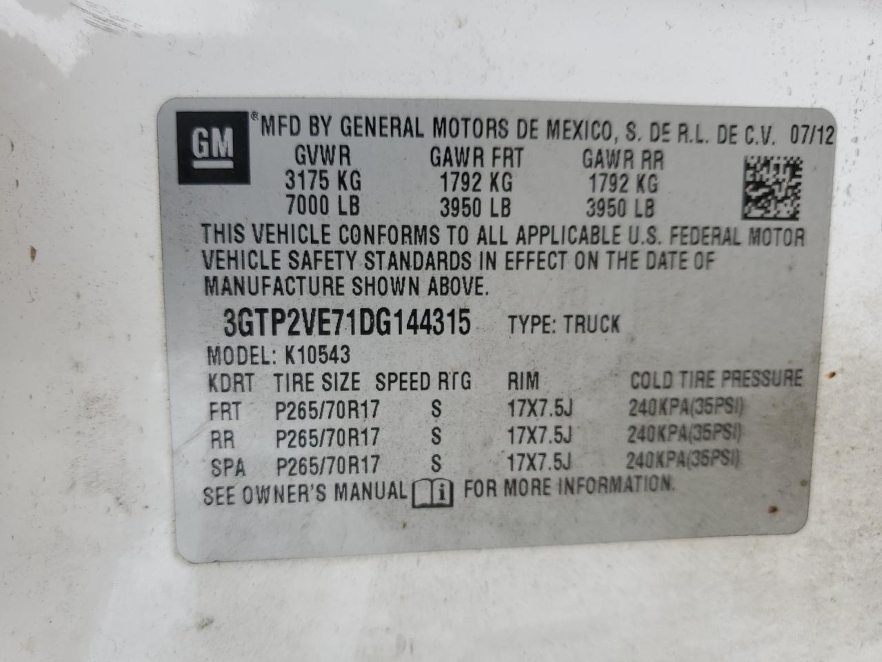 3GTP2VE71DG144315 2013 GMC Sierra K1500 Sle