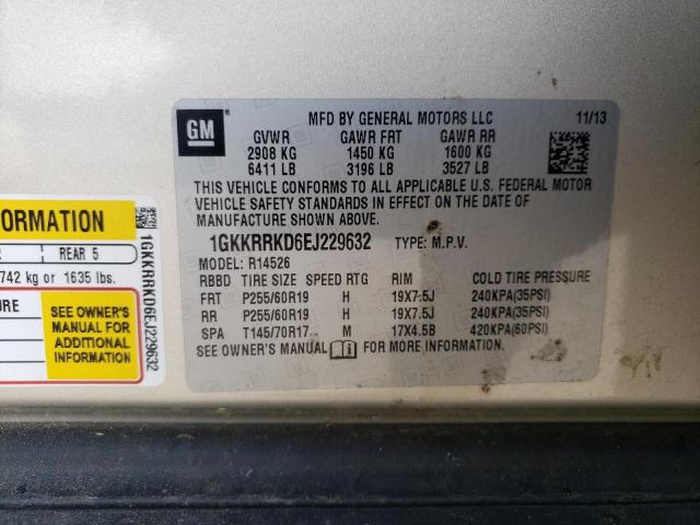 2014 GMC Acadia Slt-1 VIN: 1GKKRRKD6EJ229632 Lot: 59735154