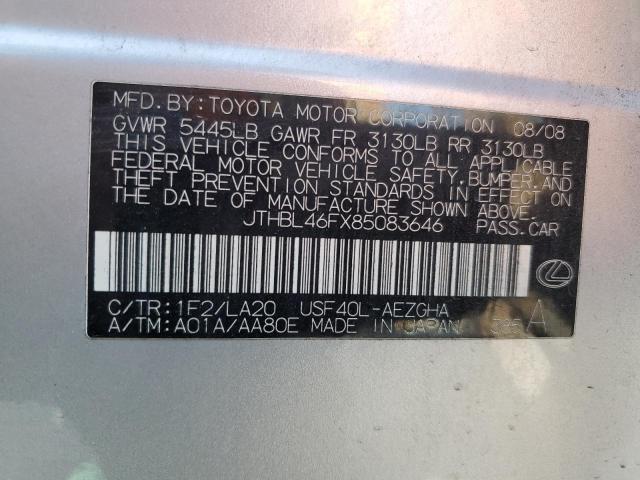 2008 Lexus Ls 460 VIN: JTHBL46FX85083646 Lot: 59181874