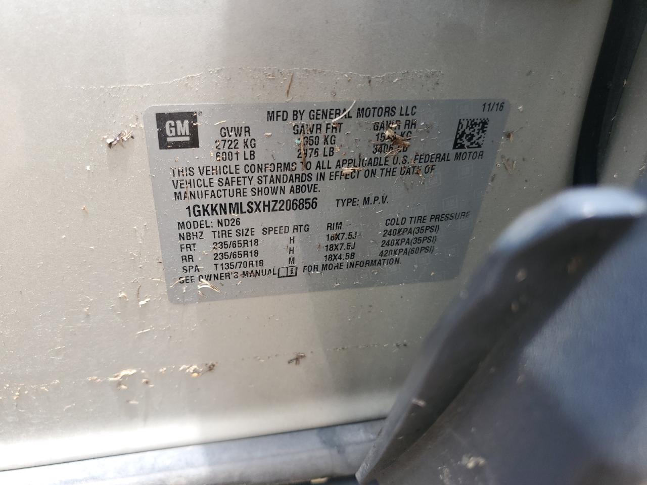 1GKKNMLSXHZ206856 2017 GMC Acadia Slt-1