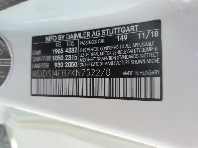 VIN WDDSJ4EB7KN752278 2019 Mercedes-Benz CLA-Class,... no.12