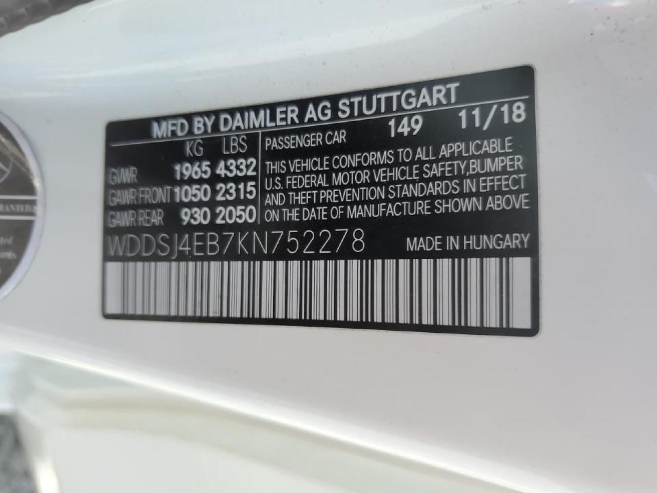 WDDSJ4EB7KN752278 2019 Mercedes-Benz Cla 250