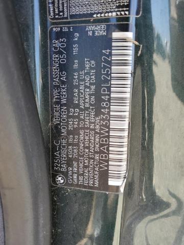 2004 BMW 325 Ci VIN: WBABW33484PL25724 Lot: 58555544