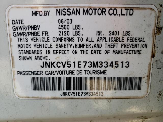 2003 Infiniti G35 VIN: JNKCV51E73M334513 Lot: 58674134