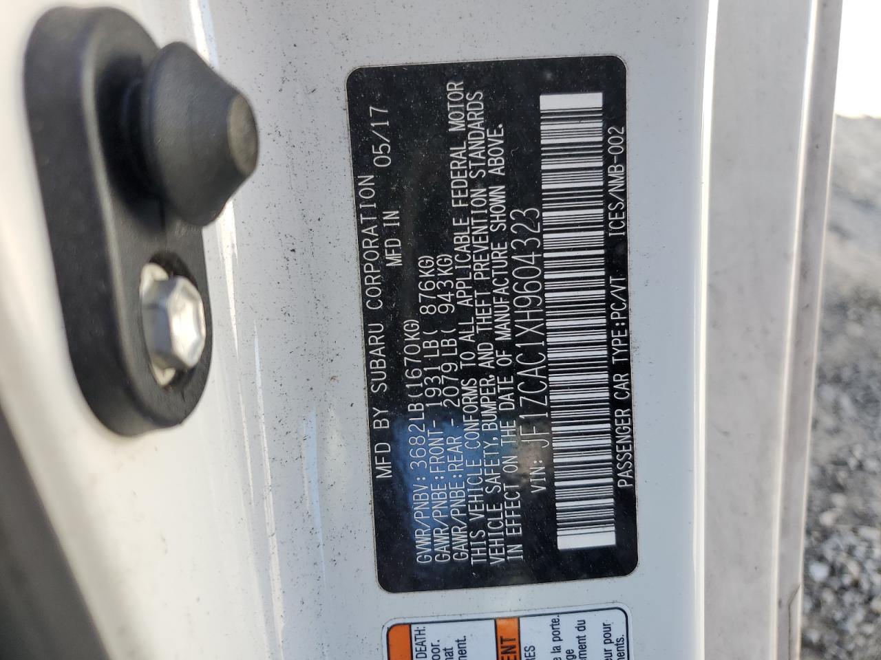 JF1ZCAC1XH9604323 2017 Subaru Brz 2.0 Limited