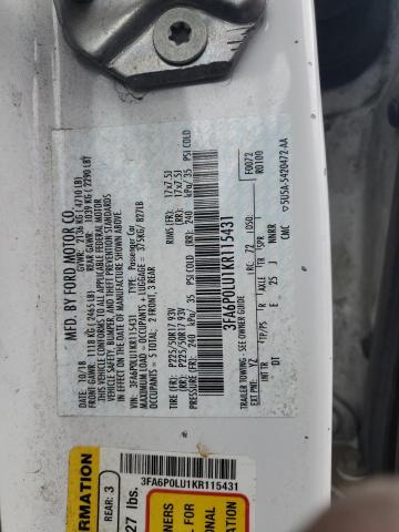 VIN 3FA6P0LU1KR115431 2019 Ford Fusion, SE no.12