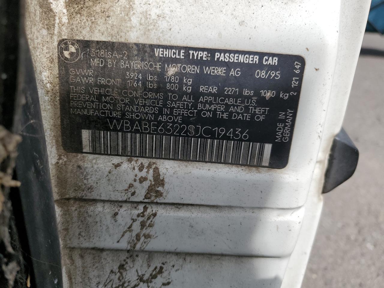 WBABE6322SJC19436 1995 BMW 318 Is Automatic