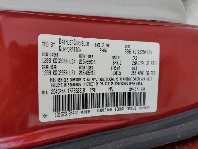 2005 Dodge Grand Caravan Sxt VIN: 2D4GP44L15R382318 Lot: 61170564