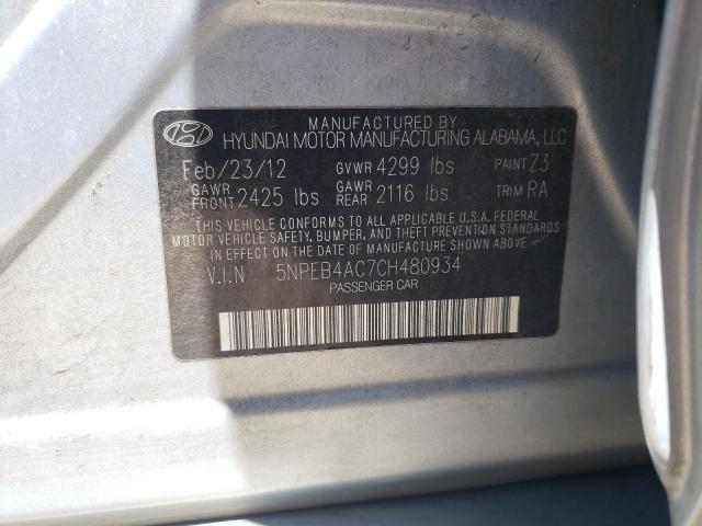 2012 Hyundai Sonata Gls VIN: 5NPEB4AC7CH480934 Lot: 61042974