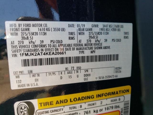 2019 Ford Expedition Max Limited VIN: 1FMJK2AT4KEA20661 Lot: 60033474