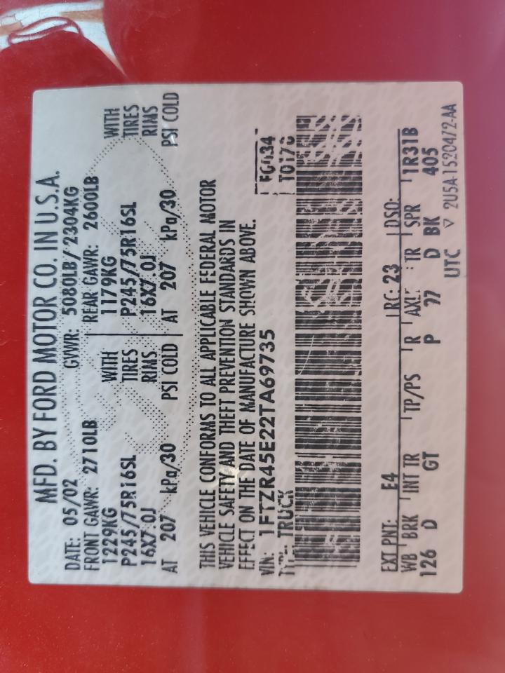 1FTZR45E22TA69735 2002 Ford Ranger Super Cab