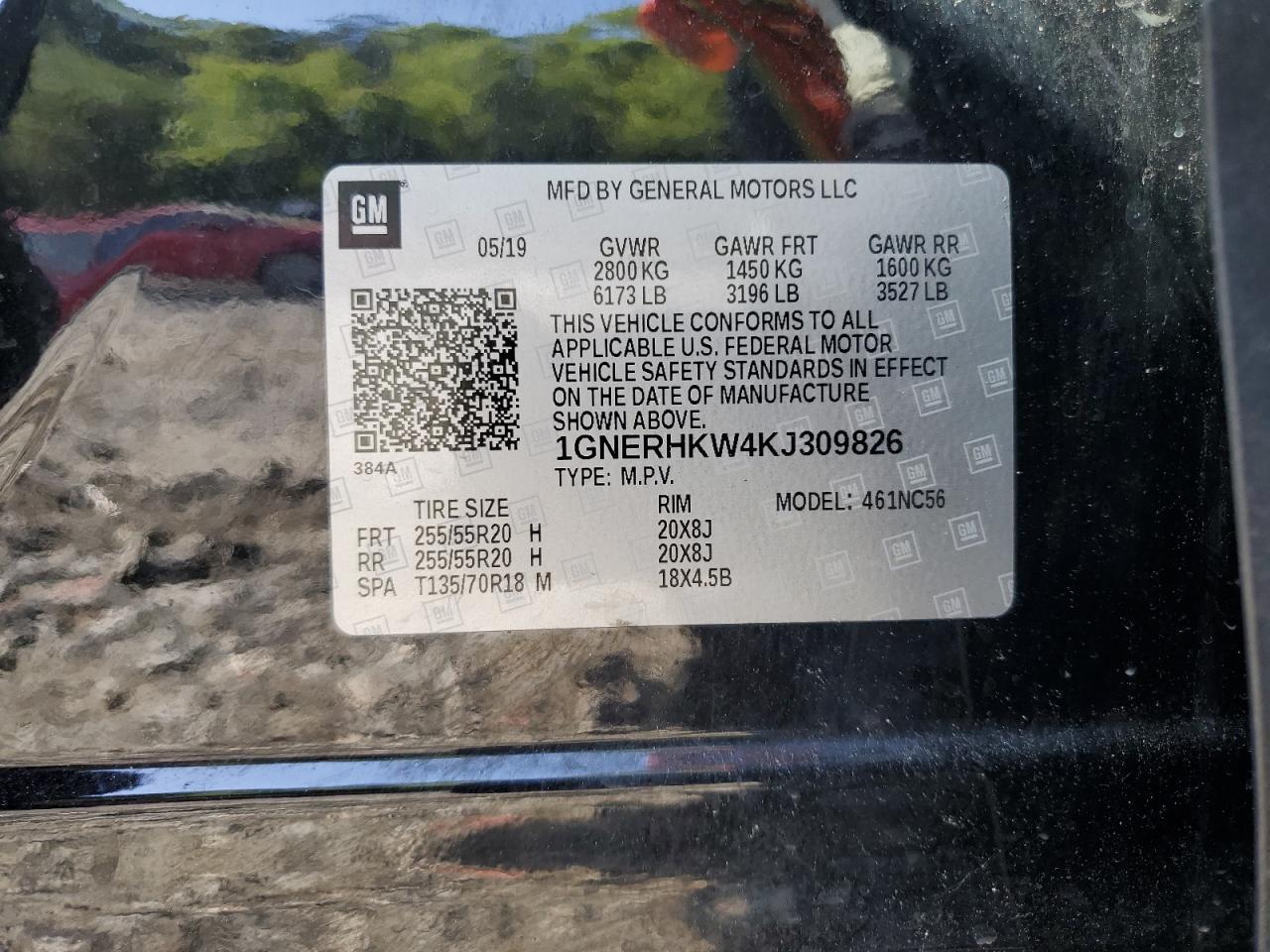 1GNERHKW4KJ309826 2019 Chevrolet Traverse Lt